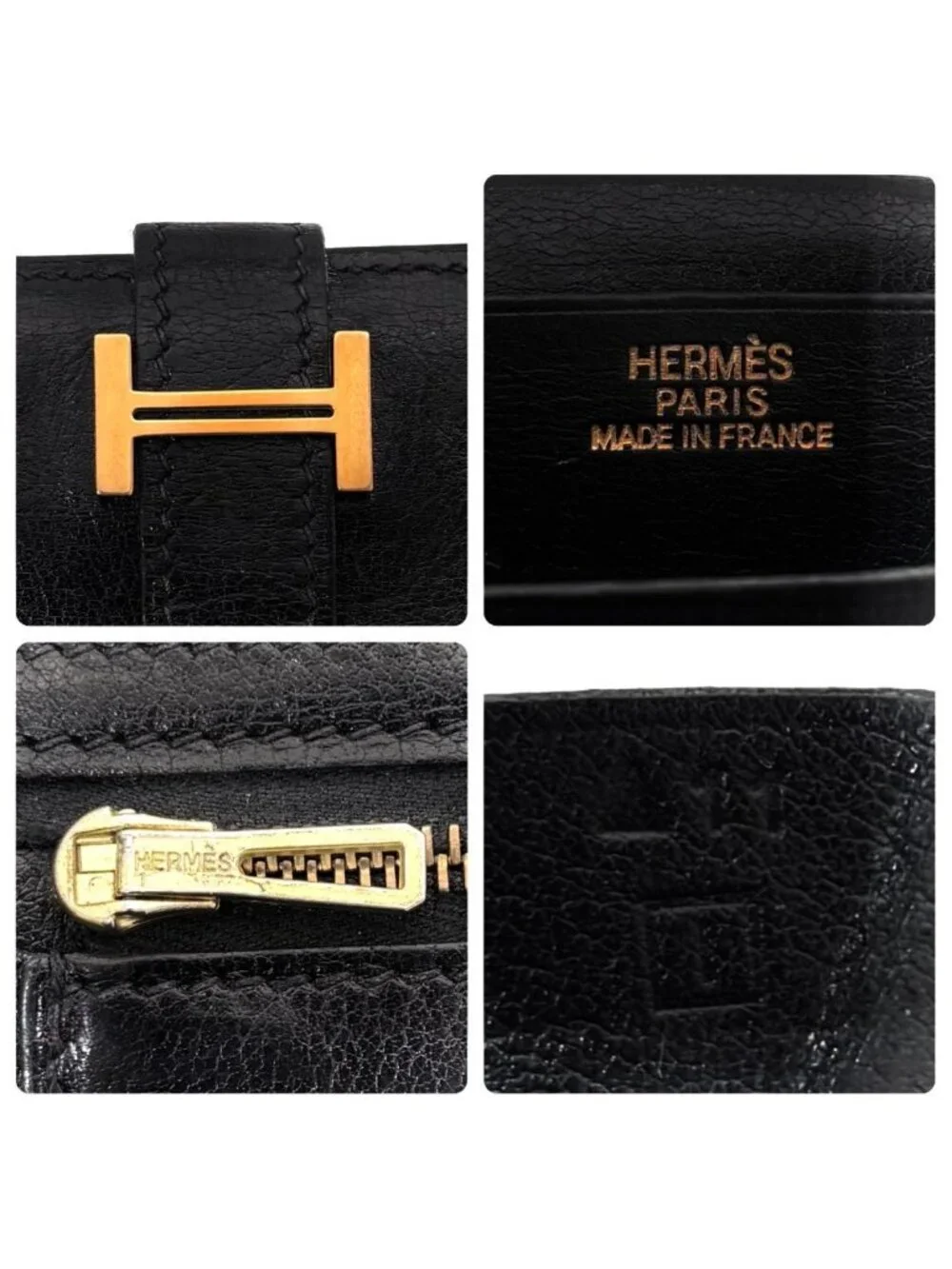 Hermes Bearn Compact Bifold Wallet Black Box Calf